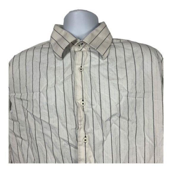 J. Ferrar Mens Size XL Modern Fit Long Sleeve Striped Dress Shirt 100% Cotton - Picture 8 of 10